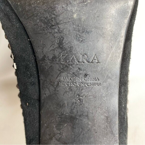 ZARA Black Studded Peep Toe Heels Size 41 - Picture 6 of 7